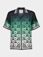 Casablanca Green Gradient Monogram Short Sleeve Silk Shirt