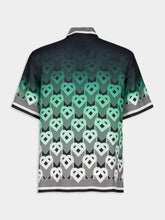 Casablanca Green Gradient Monogram Short Sleeve Silk Shirt