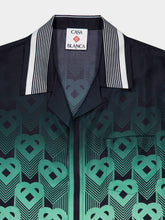 Casablanca Green Gradient Monogram Short Sleeve Silk Shirt