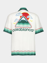 White Montagne Ondulée Short Sleeve Silk Shirt