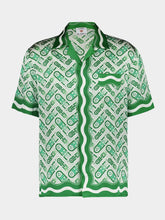 Green Silk Twill Cuban Collar Shirt | PDP - Fashion Clinic