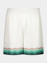 Casablanca White Montagne Ondulée Silk Shorts
