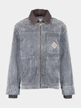 Casablanca Grey Peach-Washed Embroidered Denim Jacket