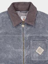 Casablanca Grey Peach-Washed Embroidered Denim Jacket