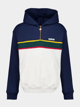Casablanca Blue Colourblock Quarter Zip Hooded Sweatshirt
