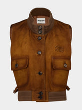 Miu Miu Cognac Brown Suede Leather Vest