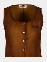 Miu Miu Cognac Waxed Suede Top