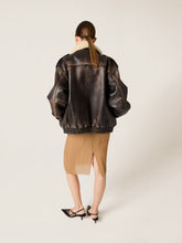 Miu Miu Coffee Nappa Leather Bomber Jacket