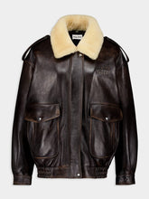 Miu Miu Coffee Nappa Leather Bomber Jacket