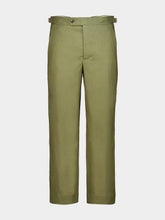 Bode Olive Lightweight Linen Side-Buckle Trousers