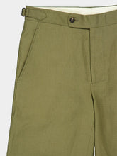 Bode Olive Lightweight Linen Side-Buckle Trousers