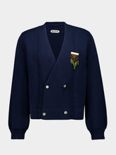Bode Navy Double-Breasted Cardigan