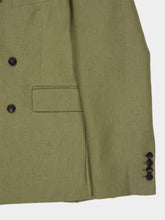 Bode Olive Lightweight Linen Double-Breasted Suit Jacket