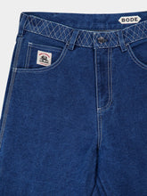 Bode Knolly Brook Embroided Blue Indigo Denim Trousers