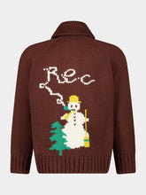 Bode Brown Fir Shawl Collar Hand-Knit Cardigan