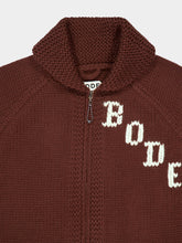 Bode Brown Fir Shawl Collar Hand-Knit Cardigan