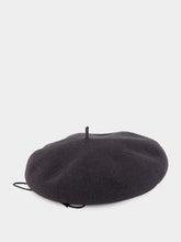Bode Charcoal Script Beret with Red and Blue Piping
