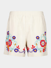 Bode Ecru Beaded Garden Party Shorts