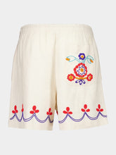 Bode Ecru Beaded Garden Party Shorts