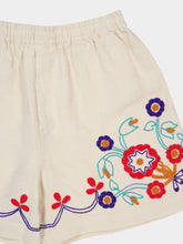 Bode Ecru Beaded Garden Party Shorts
