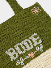 Bode Green and Cream Marsh Crochet Tote Bag