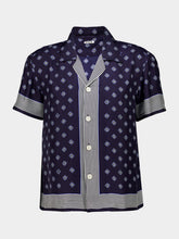 Bode Navy Blue Foyer Diamond Short Sleeve Shirt