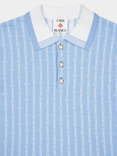 Casablanca Blue Laurel Stripe Polo Shirt