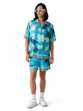 Casablanca Turquoise Blue Caustics Emblem Silk Shirt