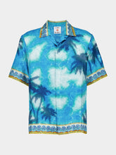 Casablanca Turquoise Blue Caustics Emblem Silk Shirt