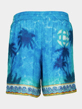 Casablanca Turquoise Blue Caustics Emblem Silk Shorts