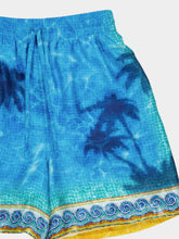 Casablanca Turquoise Blue Caustics Emblem Silk Shorts