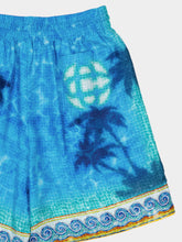 Casablanca Turquoise Blue Caustics Emblem Silk Shorts
