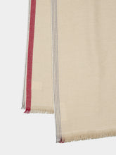 Brunello Cucinelli Sand Wool and Cashmere Striped Edge Scarf