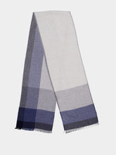 Brunello Cucinelli Blue Wool and Cashmere Striped Scarf