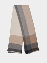 Brunello Cucinelli Beige Wool and Cashmere Striped Scarf