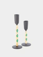 Madam Stoltz Set of Two Green Iron Candle Holders