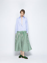 Paula Rosalia Multi Stripes Printed A-Line Poplin Silk Twill Dress