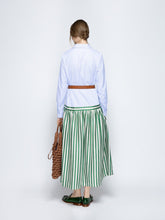 Paula Rosalia Multi Stripes Printed A-Line Poplin Silk Twill Dress