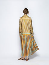 Paula Rosalia Sun Stripes Printed A-Line Silk Twill Dress
