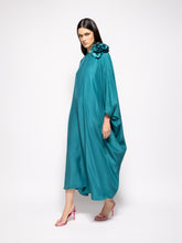 Paula Auriga Botanical Green Silk Kaftan Dress