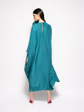 Paula Auriga Botanical Green Silk Kaftan Dress