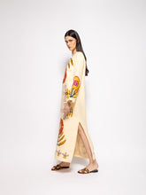 Paula Shirley Vanilla Custard Embroidered Linen A-Line Dress