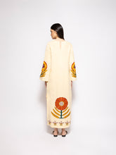 Paula Shirley Vanilla Custard Embroidered Linen A-Line Dress