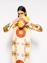 Paula Medine Golden Yellow Leather and Suede Clutch