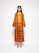 Paula Shirley Hawaii Flower Printed Silk Twill A-Line Dress