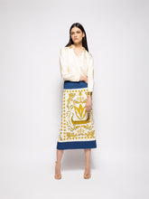 Paula Elizabeth Vanilla Custard Embroidered Pencil Skirt