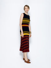 Paula Rian Multi Stripes Knitted Striped Dress with Back Opening