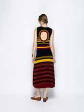 Paula Rian Multi Stripes Knitted Striped Dress with Back Opening