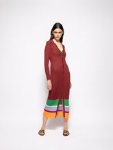 Paula Fluorite Purple Potion Long-Sleeve Knitted Dress with Buttons