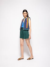 Paula Pansy Estate Blue Embroidered Suede Vest